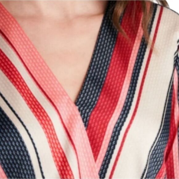 Vince Camuto Gala Stripe Wrap Front Long Sleeve Blouse - Picture 3 of 3